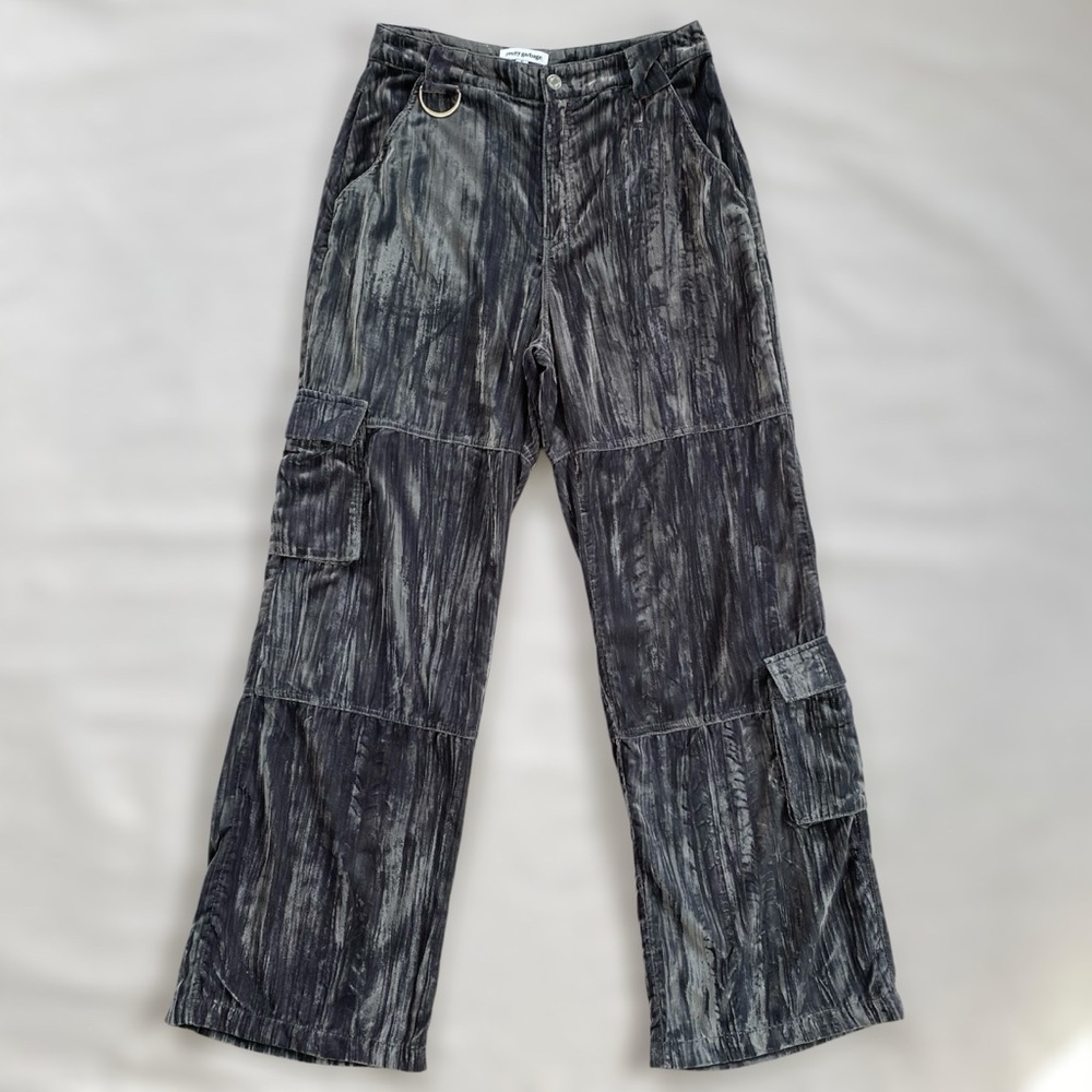 Pretty Garbage Griseta Velour Wide Leg Cargo Pants